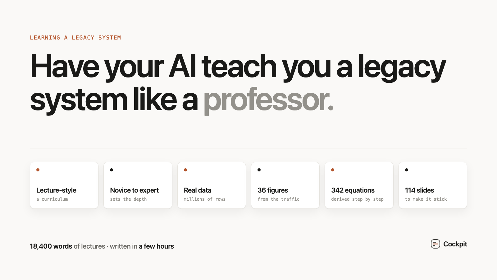 Have your AI teach you a legacy system like a university professor